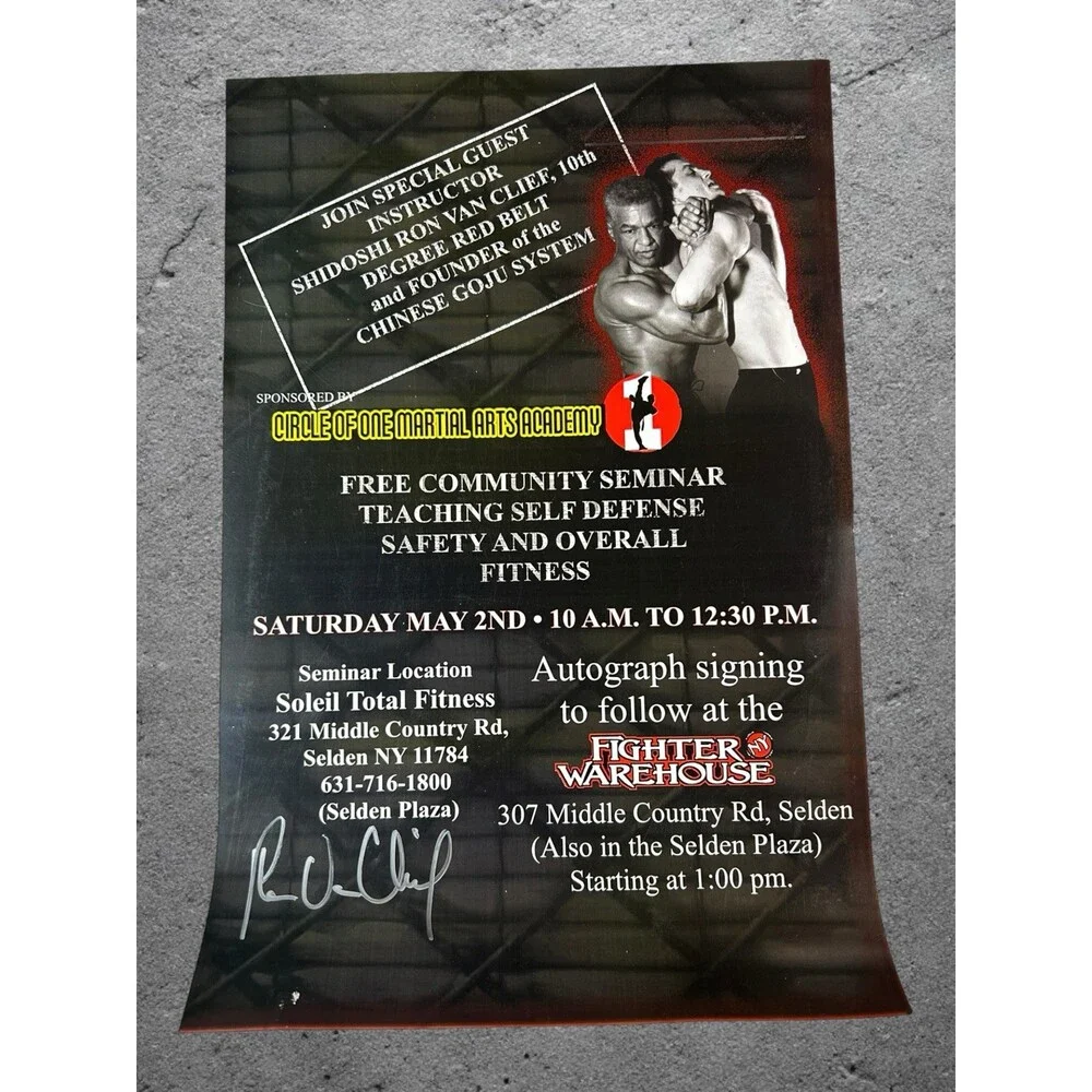 Ron Van Clief Signed New York Fighter Warehouse Poster Rare Auto